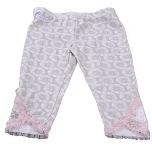Naartjie Gray Floral With Pink Tulle Capris  Girls Size XS 3 Years